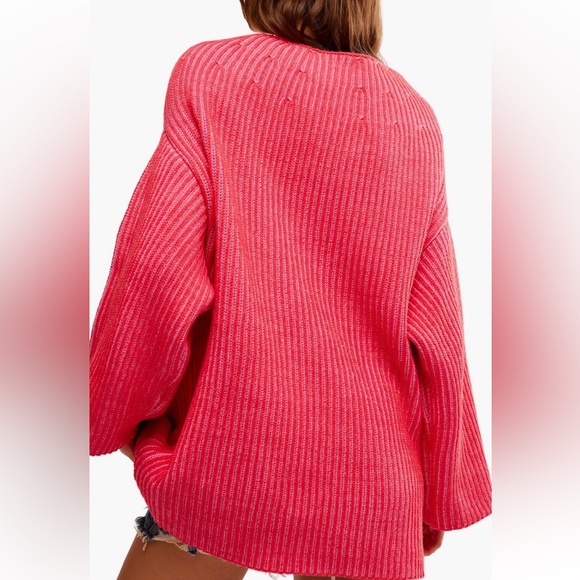 NWT Free People Boat Neck Tunic Sweater Medium BLOSSOM GLOW COMBO - Picture 6 of 12